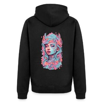 Gothic Pastel Kawaii Crystallized Goth Design - Unisex Premium Bio Zip Hoodie - Schwarz - Hinten - Nico (187cm)