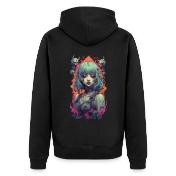 Gothic Girl Aesthetic Occult Vaporwave Design - Unisex Premium Organic Zip Hoodie - black - Back - Nico (187cm)