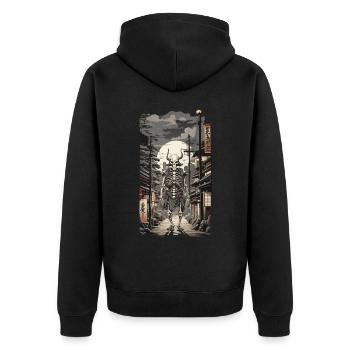 Ukiyo-E Yokai Skeleton Demon Streetwear - Unisex Premium Organic Zip Hoodie - black - Back - Nico (187cm)