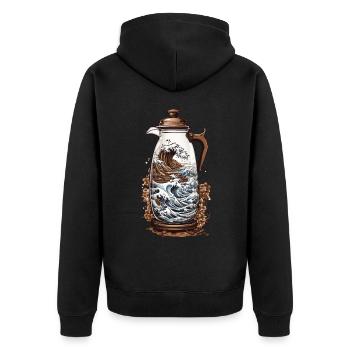 Japonais Café Esthétique Style Streetwear - Veste à capuche bio Premium Unisexe - noir - Dos - Nico (187cm)