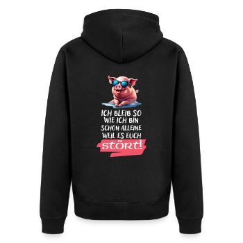 Je reste comme je dis une déclaration drôle - Veste à capuche bio Premium Unisexe - noir - Dos - Nico (187cm)