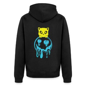 Coucher de soleil Chat Chat Visage Chat Soleil - Veste à capuche bio Premium Unisexe - noir - Dos - Nico (187cm)