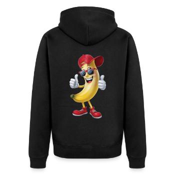 Banane - Unisex Premium Bio Zip Hoodie - Schwarz - Hinten - Nico (187cm)