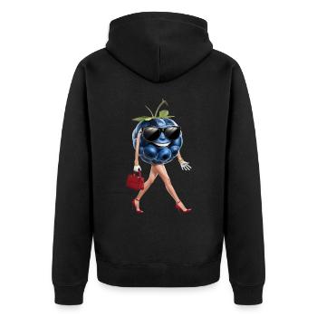 Frauen Heidelbeere - Unisex Premium Bio Zip Hoodie - Schwarz - Hinten - Nico (187cm)