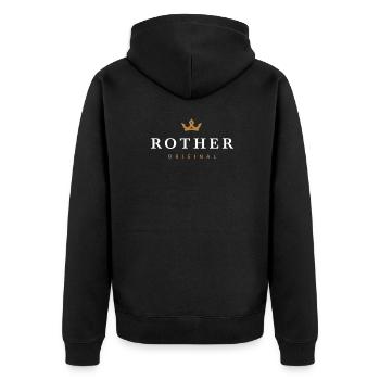 Rother Original Familienlogo - Unisex Premium Bio Zip Hoodie - Schwarz - Hinten - Nico (187cm)