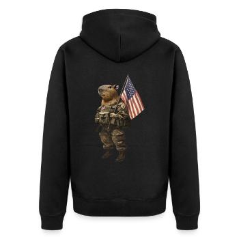 Wasserschwein - Unisex Premium Bio Zip Hoodie - Schwarz - Hinten - Nico (187cm)