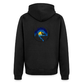 Wolf 1 - Unisex Premium Organic Zip Hoodie - black - Back - Nico (187cm)