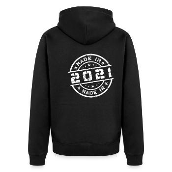 Année de naissance Anniversaire Né(e) en - Fabriqué en 2021 - Veste à capuche bio Premium Unisexe - noir - Dos - Nico (187cm)