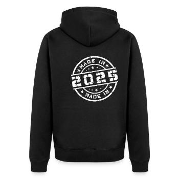 Geburtsjahr Geburtstag Born In - Made in 2025 - Unisex Premium Bio Zip Hoodie - Schwarz - Hinten - Nico (187cm)