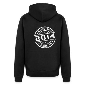 Geburtsjahr Geburtstag Born In - Made in 2014 - Unisex Premium Bio Zip Hoodie - Schwarz - Hinten - Nico (187cm)