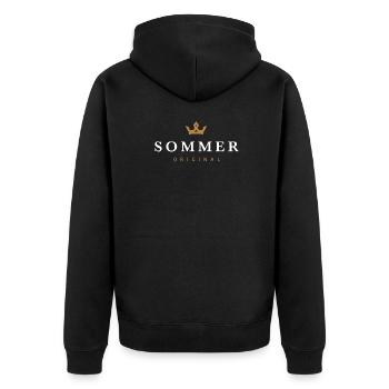 Sommer Original Familienlogo - Unisex Premium Bio Zip Hoodie - Schwarz - Hinten - Nico (187cm)