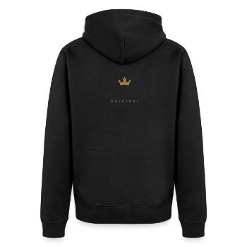 Bastian Original Familienlogo - Unisex Premium Bio Zip Hoodie - Schwarz - Hinten - Nico (187cm)