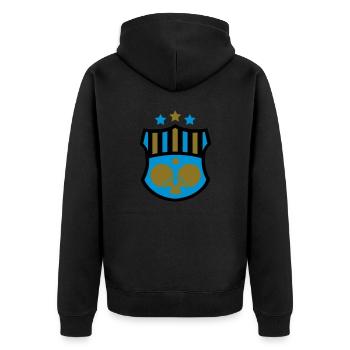 Tischtennis Wappen - Unisex Premium Bio Zip Hoodie - Schwarz - Hinten - Nico (187cm)