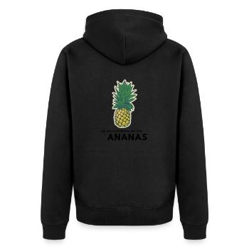 Ich bin zuckersüss wie eine Ananas - Unisex Premium Bio Zip Hoodie - Schwarz - Hinten - Nico (187cm)