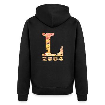 L 2004 Name Year of birth Gift - Unisex Premium Organic Zip Hoodie - black - Back - Nico (187cm)