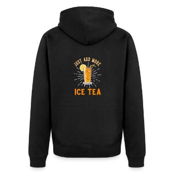 Just add ICE TEA - Unisex Premium Bio Zip Hoodie - Schwarz - Hinten - Nico (187cm)