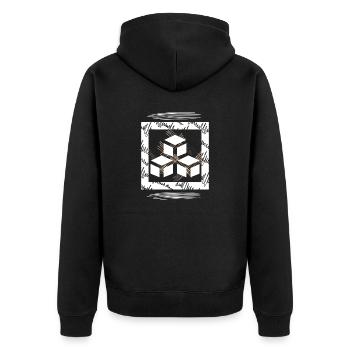 Square - Unisex Premium Organic Zip Hoodie - black - Back - Nico (187cm)