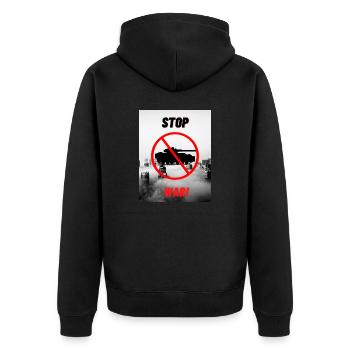 WAR - Unisex Premium Bio Zip Hoodie - Schwarz - Hinten - Nico (187cm)