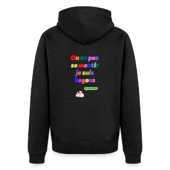 On va pas se mentir je suis bogoss et même de près - Veste à capuche bio Premium Unisexe - noir - Dos - Nico (187cm)