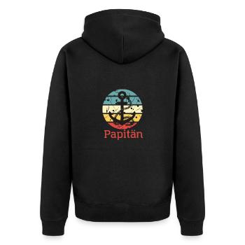 papitän - vatertag für papas weltbesten papi - - Unisex Premium Bio Zip Hoodie - Schwarz - Hinten - Nico (187cm)