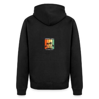 Sommer - MoinJour - Unisex Premium Bio Zip Hoodie - Schwarz - Hinten - Nico (187cm)