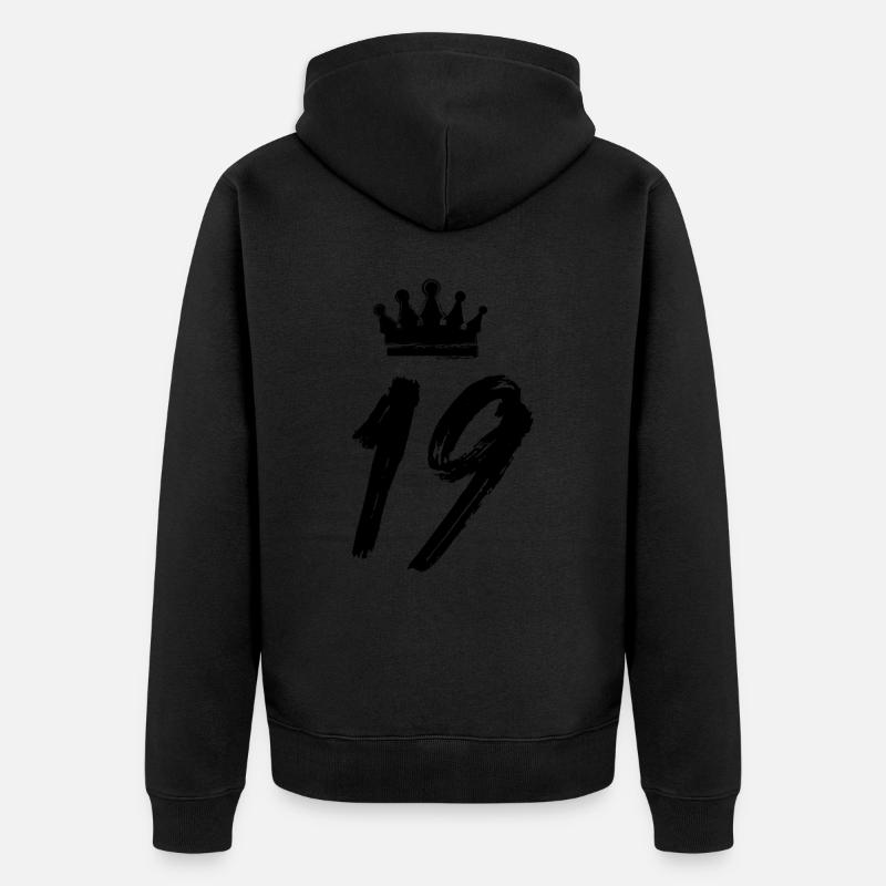 19 Couronne numérique - Veste à capuche bio Premium Unisexe - noir