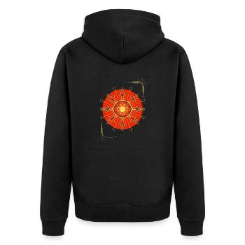 Sonne - Unisex Premium Bio Zip Hoodie - Schwarz - Hinten - Nico (187cm)