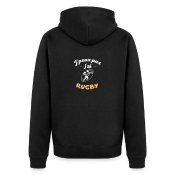 J'peux pas J'ai rugby - Veste à capuche bio Premium Unisexe - noir - Dos - Nico (187cm)