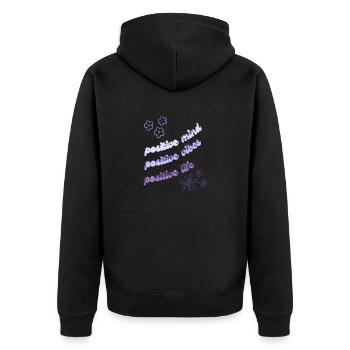 Positive mind, positive vibes, positive life - Unisex Premium Bio Zip Hoodie - Schwarz - Hinten - Nico (187cm)