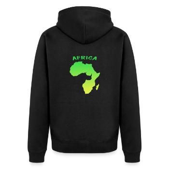 Africa - Unisex Premium Bio Zip Hoodie - Schwarz - Hinten - Nico (187cm)