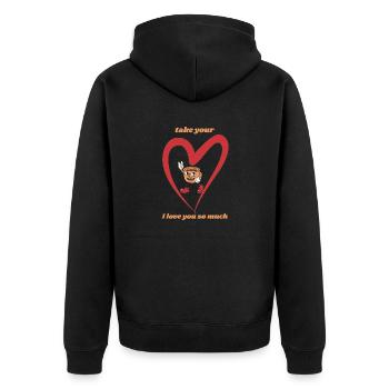 Je t’aime tellement / Je t’aime tellement....! - Veste à capuche bio Premium Unisexe - noir - Dos - Nico (187cm)