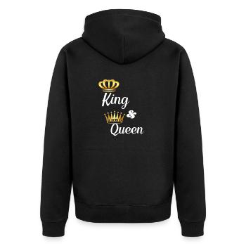 King and Queen für alle Liebespaare - Unisex Premium Bio Zip Hoodie - Schwarz - Hinten - Nico (187cm)