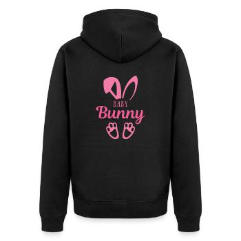 Baby Hase pink - Unisex Premium Bio Zip Hoodie - Schwarz - Hinten - Nico (187cm)