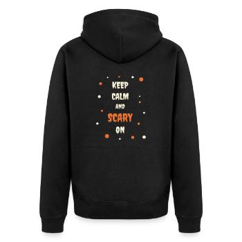Keep calm and scary on - Unisex Premium Organic Zip Hoodie - black - Back - Nico (187cm)