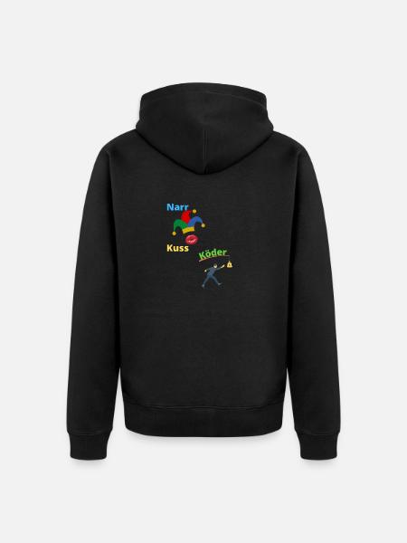 Narrkuss Köder - Unisex Premium Bio Zip Hoodie - Schwarz