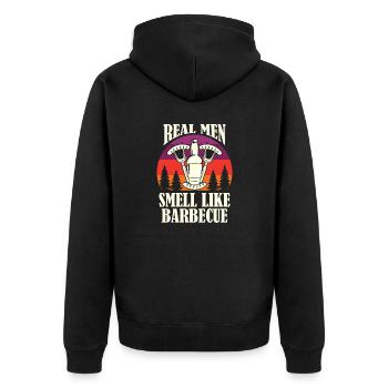 Real men barbeque - Unisex Premium Organic Zip Hoodie - black - Back - Nico (187cm)