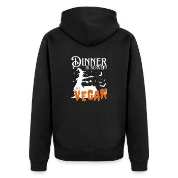 Veganes Hexen-Halloween-Party-Dinner wird serviert - Unisex Premium Bio Zip Hoodie - Schwarz - Hinten - Nico (187cm)
