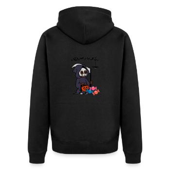 MASO - SKELETT HALLOOWEEN MARBOSSTA - Unisex Premium Bio Zip Hoodie - Schwarz - Hinten - Nico (187cm)