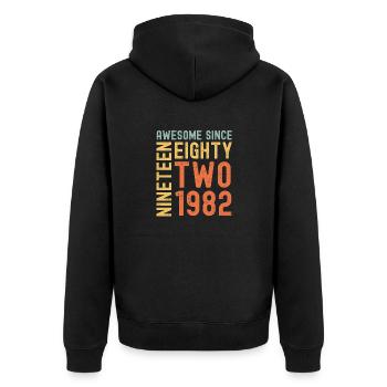 Awesome since 1982 Birthday Gift Year - Unisex Premium Organic Zip Hoodie - black - Back - Nico (187cm)