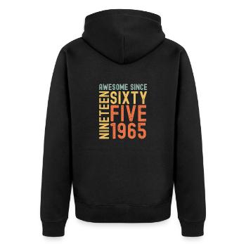 Awesome since 1965 Geburtstag Geschenk Jahreszahl - Unisex Premium Bio Zip Hoodie - Schwarz - Hinten - Nico (187cm)