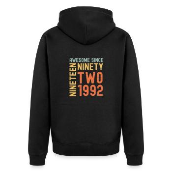 Awesome since 1992 Geburtstag Geschenk Jahreszahl - Unisex Premium Bio Zip Hoodie - Schwarz - Hinten - Nico (187cm)