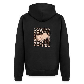 Bulldogge Kaffee Cafe kawaii - Unisex Premium Bio Zip Hoodie - Schwarz - Hinten - Nico (187cm)