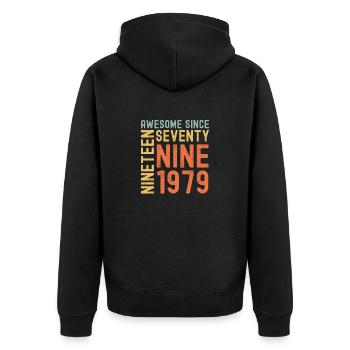 Awesome since 1979 Birthday Gift Year - Unisex Premium Organic Zip Hoodie - black - Back - Nico (187cm)