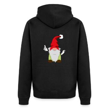 vierter Weihnachtswichtel - Unisex Premium Bio Zip Hoodie - Schwarz - Hinten - Nico (187cm)