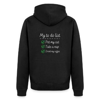 ma liste de choses à faire cat lover cat coffee shirt - Veste à capuche bio Premium Unisexe - noir - Dos - Nico (187cm)
