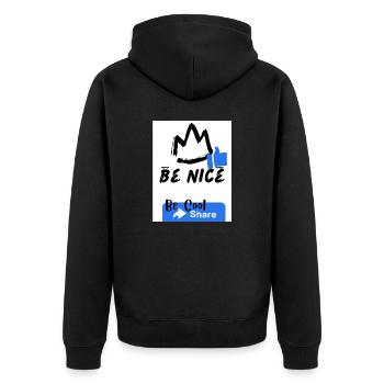 Motivator, coole Inschrift .interessanter Text - Unisex Premium Bio Zip Hoodie - Schwarz - Hinten - Nico (187cm)