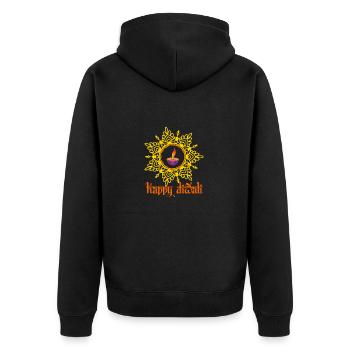 Frohes Diwali 2022 - Unisex Premium Bio Zip Hoodie - Schwarz - Hinten - Nico (187cm)