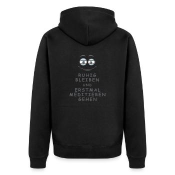 Meditieren gehen - Unisex Premium Bio Zip Hoodie - Schwarz - Hinten - Nico (187cm)