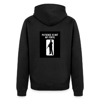 Patience is not my strength - Unisex Premium Organic Zip Hoodie - black - Back - Nico (187cm)