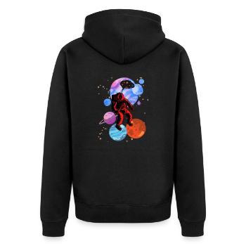 Astronaut Stencil-Stile - Unisex Premium Bio Zip Hoodie - Schwarz - Hinten - Nico (187cm)